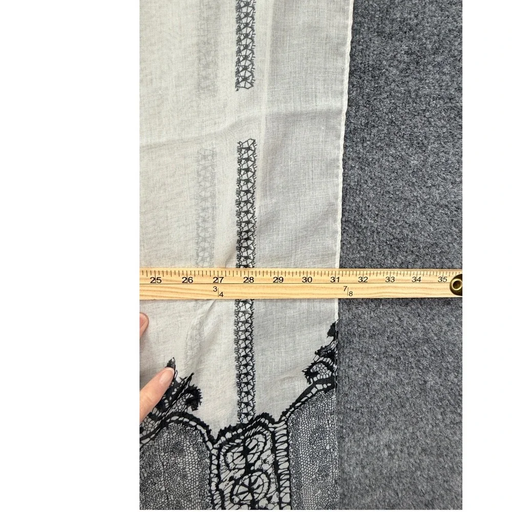 Chico's‎ Scarf Wrap Women OS White Black Lace Print Lightweight Shawl Classic